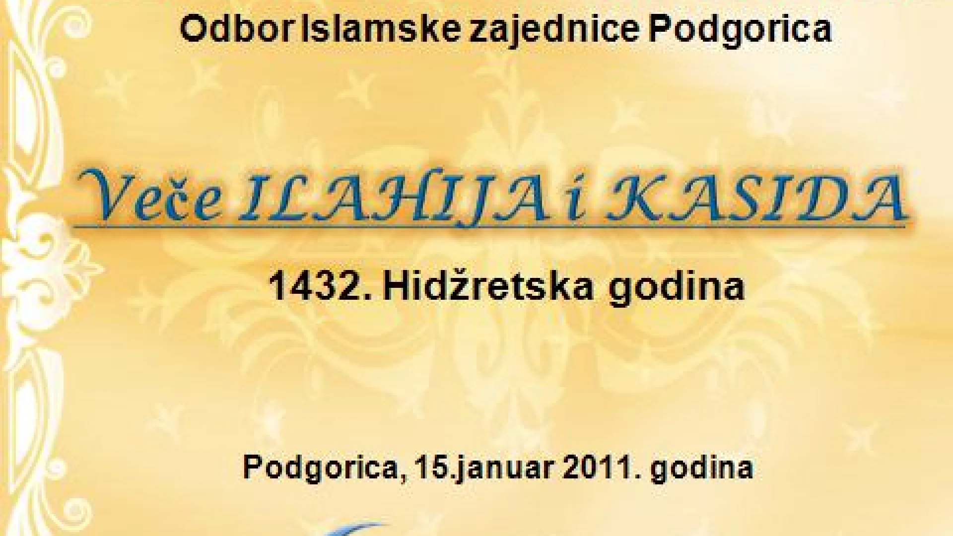 Održano Veče ILAHIJA i KASIDA u Podgorici