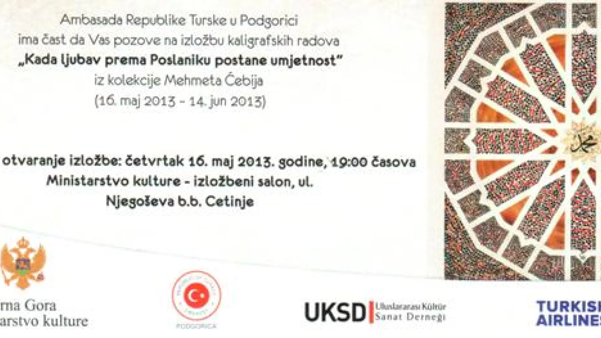 Izložba kaligrafije Mehmeta Čebija