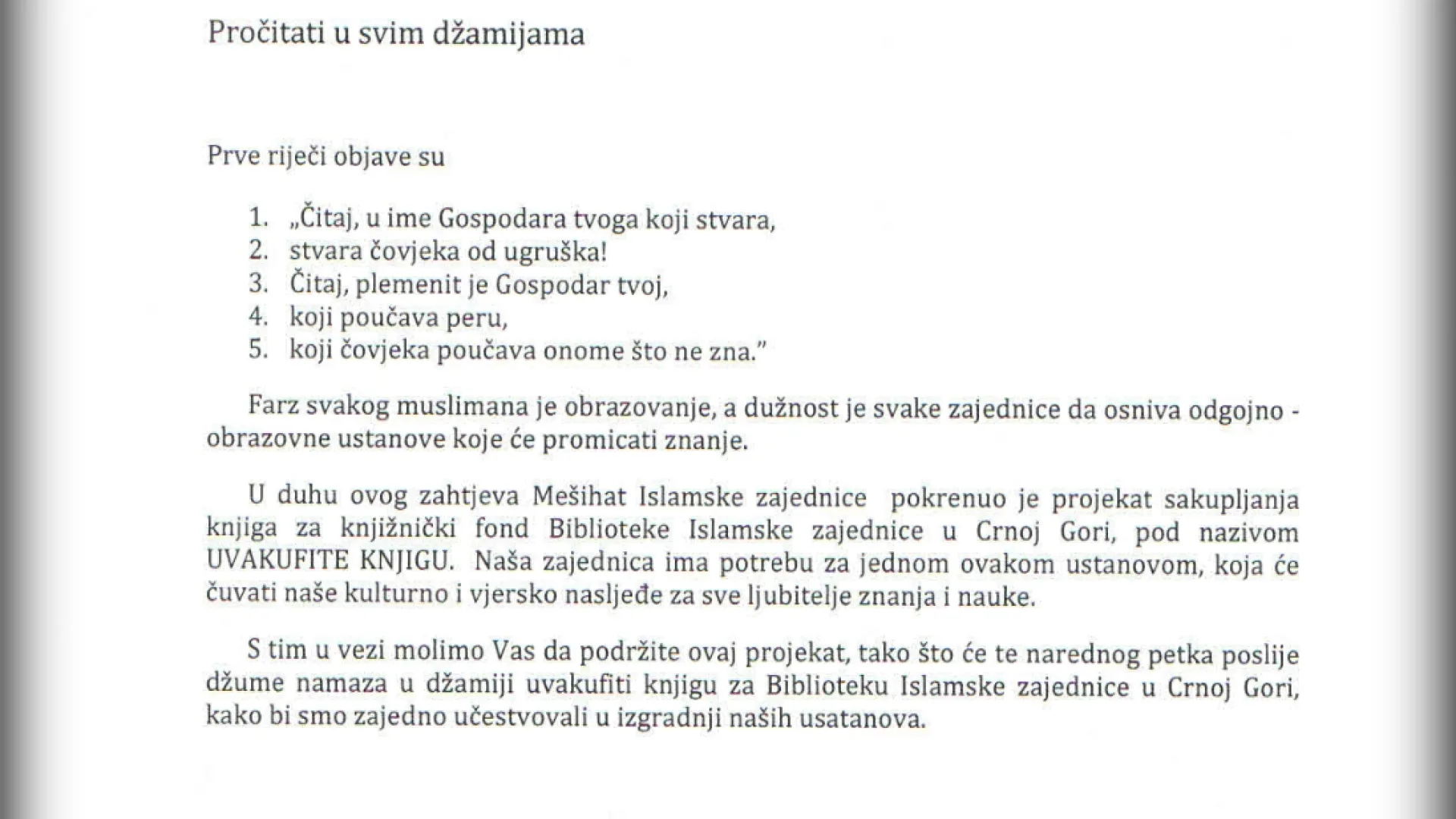 Uvakufite knjigu - priprema Centralne biblioteke Islamske zajednice