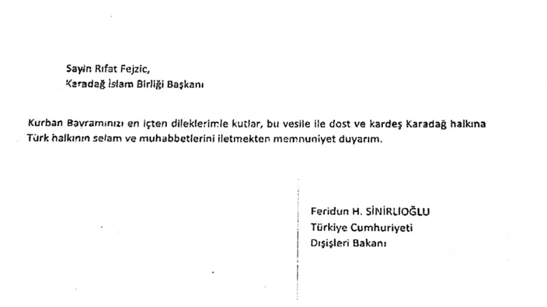Ambasada Republike Turske u Crnoj Gori čestitala Kurban bajram