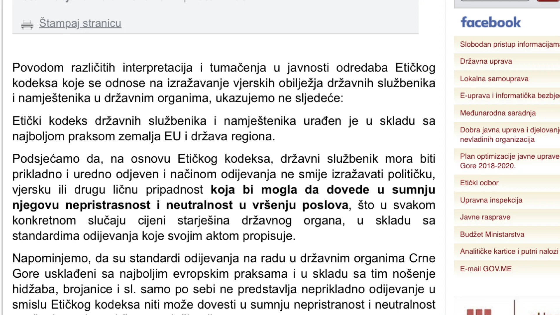 Hidžab nije zabranjen! Saopštenje Ministarstva javne uprave o pogrešnim interpretacijama Etičkog kodeksa
