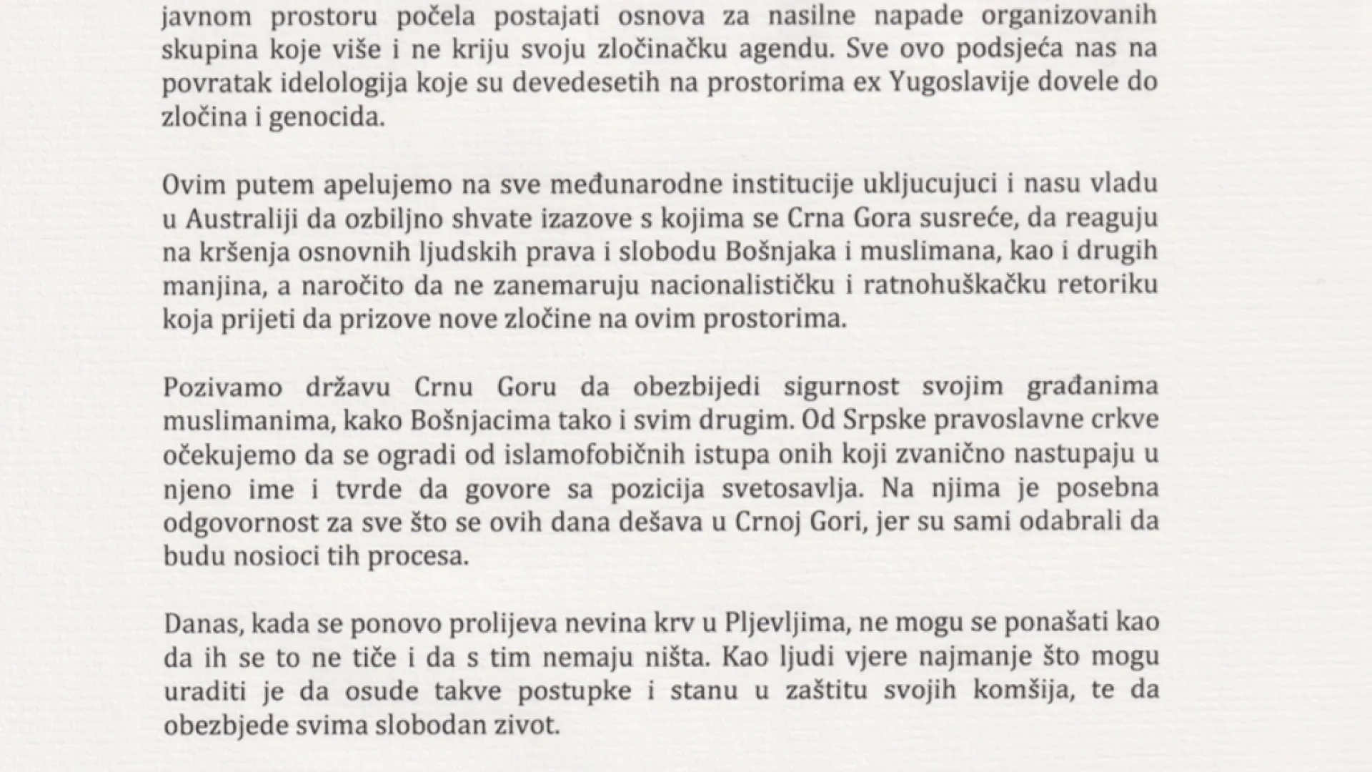 PROGLAS MUFTIJE ISLAMSKE ZAJEDNICE BOŠNJAKA U AUSTRALIJI