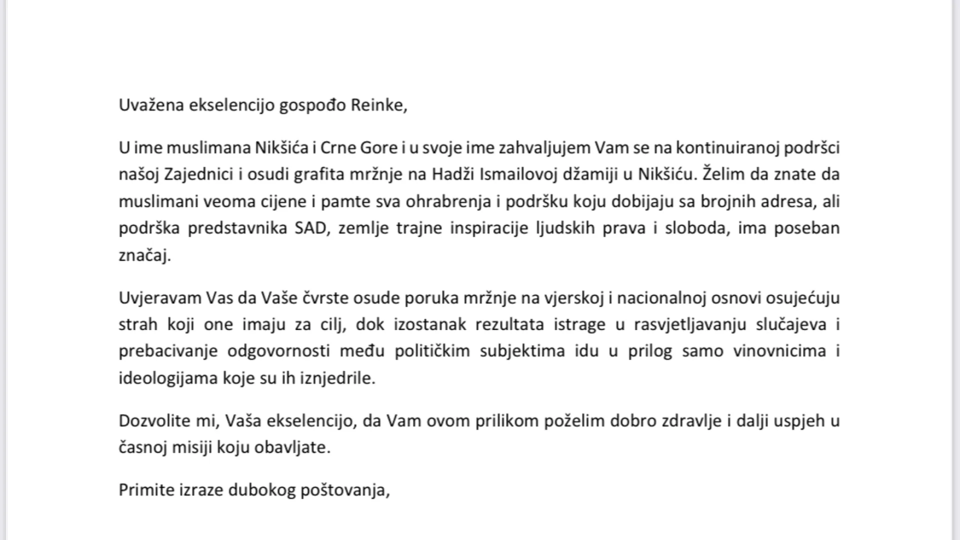 Zahvalnost ambasadi SAD-a na podršci