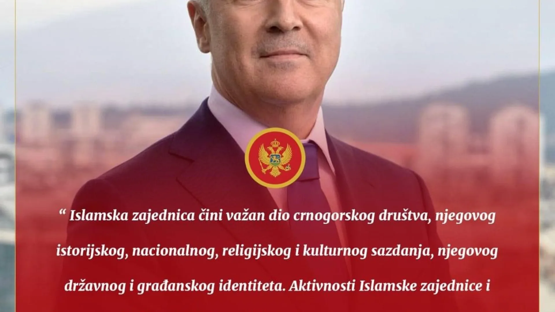 Predsjednik Crne Gore Milo Đukanović čestitao Ramazanski bajram