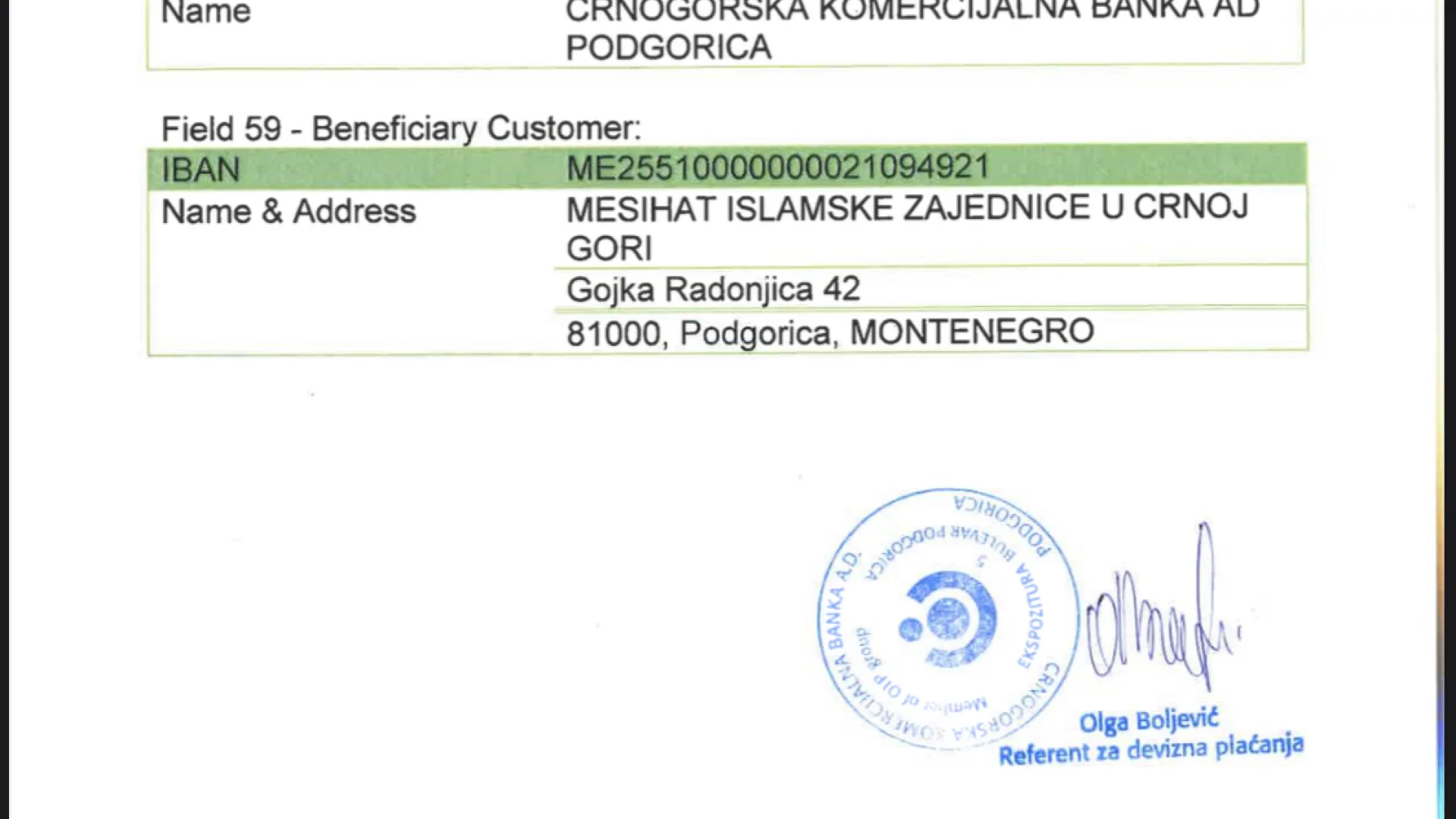 INSTUKCIJE ZA UPLATU KURBANA IZ INOSTRANSTVA