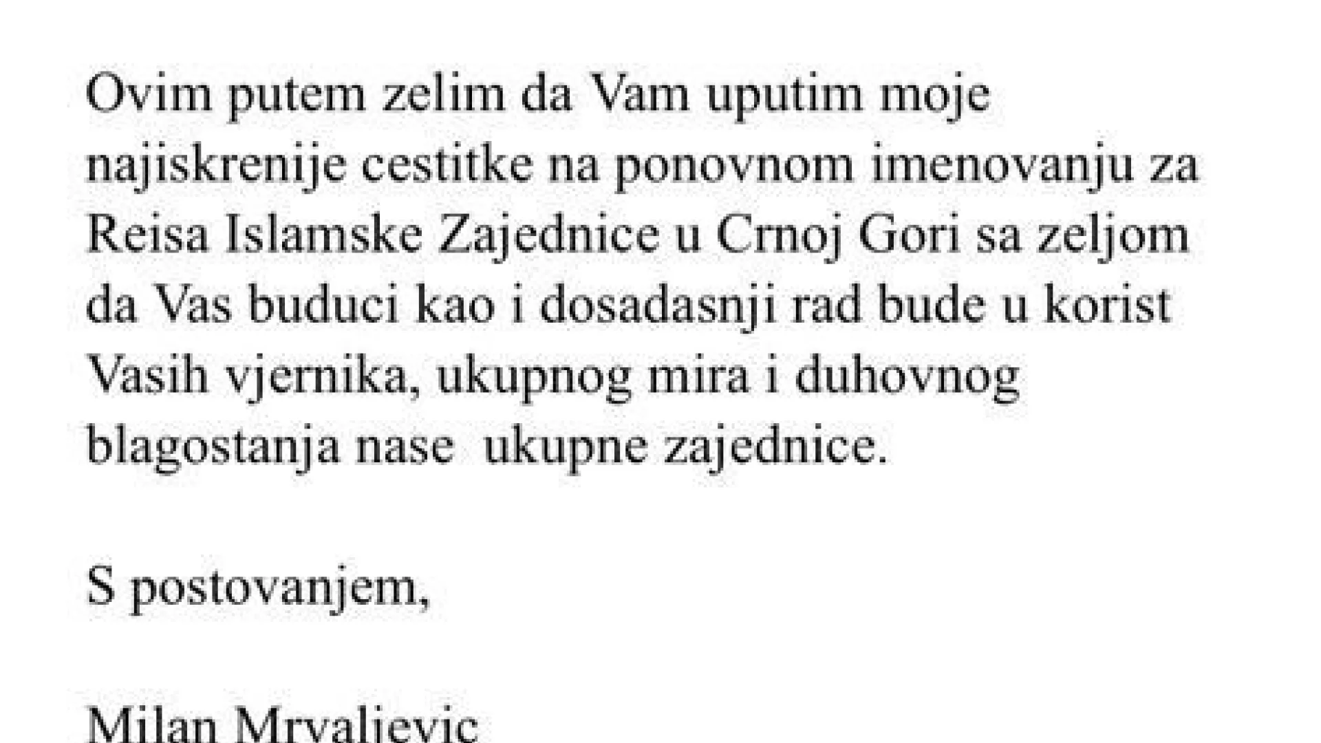 Čestitka počasnog konzula Austrije u Crnoj Gori
