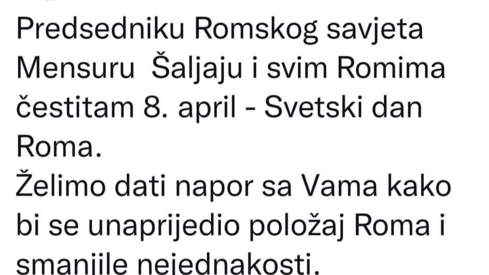 REIS IZ U CG ČESTITAO SVJETSKI DAN ROMA