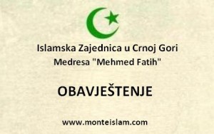 Medresa “Mehmed Fatih” - Obavještenje